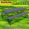 imageSmiry Picnic Table Cover with Bench Covers Waterproof Elastic Fitted Polyester Tablecloths for 6 Ft Rectangle Tables Washable Windproof Tablecloth for Camping RV ampamp Outdoor Black 30x72 InchesGrey