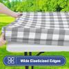 imageSmiry Picnic Table Cover with Bench Covers Waterproof Elastic Fitted Tablecloths for 6 Foot Rectangle Tables Washable Buffalo Plaid Tablecloth for Camping Outdoor Black ampamp White 30quotx72quotGrey and White