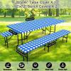 imageSmiry Picnic Table Cover with Bench Covers Waterproof Elastic Fitted Tablecloths for 6 Foot Rectangle Tables Washable Buffalo Plaid Tablecloth for Camping Outdoor Black ampamp White 30quotx72quotBlue and White