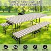imageSmiry Picnic Table Cover with Bench Covers Waterproof Elastic Fitted Tablecloths for 6 Foot Rectangle Tables Washable Buffalo Plaid Tablecloth for Camping Outdoor Black ampamp White 30quotx72quotKhaki and White
