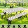 imageSmiry Picnic Table Cover with Bench Covers Waterproof Elastic Fitted Tablecloths for 6 Foot Rectangle Tables Washable Buffalo Plaid Tablecloth for Camping Outdoor Black ampamp White 30quotx72quotKhaki and White
