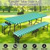 imageSmiry Picnic Table Cover with Bench Covers Waterproof Elastic Fitted Tablecloths for 6 Foot Rectangle Tables Washable Buffalo Plaid Tablecloth for Camping Outdoor Black ampamp White 30quotx72quotGreen and White
