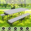 imageSmiry Picnic Table Cover with Bench Covers Waterproof Elastic Fitted Tablecloths for 6 Foot Rectangle Tables Washable Buffalo Plaid Tablecloth for Camping Outdoor Black ampamp White 30quotx72quotGrey and White