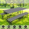imageSmiry Picnic Table Cover with Bench Covers Waterproof Elastic Fitted Tablecloths for 6 Foot Rectangle Tables Washable Buffalo Plaid Tablecloth for Camping Outdoor Black ampamp White 30quotx72quotBlack and White