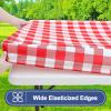 imageSmiry Picnic Table Cover with Bench Covers Waterproof Elastic Fitted Tablecloths for 6 Foot Rectangle Tables Washable Buffalo Plaid Tablecloth for Camping Outdoor Black ampamp White 30quotx72quotRed and White