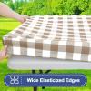 imageSmiry Picnic Table Cover with Bench Covers Waterproof Elastic Fitted Tablecloths for 6 Foot Rectangle Tables Washable Buffalo Plaid Tablecloth for Camping Outdoor Black ampamp White 30quotx72quotKhaki and White