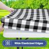 imageSmiry Picnic Table Cover with Bench Covers Waterproof Elastic Fitted Tablecloths for 6 Foot Rectangle Tables Washable Buffalo Plaid Tablecloth for Camping Outdoor Black ampamp White 30quotx72quotBlack and White