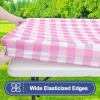 imageSmiry Picnic Table Cover with Bench Covers Waterproof Elastic Fitted Tablecloths for 6 Foot Rectangle Tables Washable Buffalo Plaid Tablecloth for Camping Outdoor Black ampamp White 30quotx72quotPink and White
