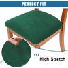 imageSmiry Velvet Seat Covers for Dining Room Chair Set of 4 Stretch Fit Removable Washable Chair Seat Cushion Protector Slipcovers with Ties TealDark Green