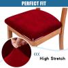 imageSmiry Velvet Seat Covers for Dining Room Chair Set of 4 Stretch Fit Removable Washable Chair Seat Cushion Protector Slipcovers with Ties TealWine Red