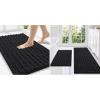 imageSmiry Bathroom Rugs Set 3 Piece Extra Soft Absorbent Non Slip Rubber Backing Machine Washable Quick Dry Chenille Bath Rug Set for Tub Shower and Floor 30quot x 20quot47quot x 20quot 24quot x 16quot Black