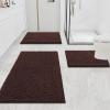imageSmiry Chenille Bath Rug and Mats Set of 3 Non Slip Absorbent Shaggy Bath Rug for Tub Shower and Bath Room 24quotx 16quot36quotx 24quotUShaped 24quot x20quot Brown
