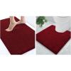 imageSmiry Chenille Bathroom Rugs 24x16 and UShaped Toilet Bath Rugs 20x20 Extra Soft and Absorbent Shaggy Bath Mat Machine Washable NonSlip Plush Carpet Burgundy