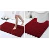 imageSmiry Chenille Bathroom Rugs 30x20 and UShaped Toilet Bath Rugs 24x20 Extra Soft and Absorbent Shaggy Bath Mat Machine Washable NonSlip Plush Carpet Burgundy