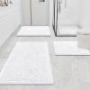 imageSmiry Chenille Bathroom Rugs and Mats Set of 3 Non Slip Absorbent Shaggy Bath Rug for Tub Shower and Bath Room 36quotx 24quot24quotx 16quotUShaped 24quot x20quot White