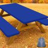 imageSmiry Picnic Table Cover with Bench Covers Waterproof Elastic Fitted Polyester Tablecloths for 6 Ft Rectangle Tables Washable Windproof Tablecloth for Camping RV ampamp Outdoor Black 30x72 InchesBlue