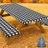 imageSmiry Picnic Table Cover with Bench Covers Waterproof Elastic Fitted Tablecloths for 6 Foot Rectangle Tables Washable Buffalo Plaid Tablecloth for Camping Outdoor Black ampamp White 30quotx72quotBlack and White