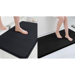 imageSmiry Memory Foam Bath Mat 24x16 and 47quotx24quotExtra Soft Absorbent Bathroom Rugs Non Slip Bath Rug Runner for Shower Bathroom Floors Black