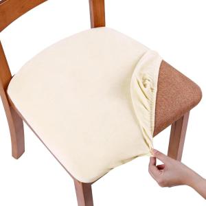imageSmiry Velvet Seat Covers for Dining Room Chair Set of 4 Stretch Fit Removable Washable Chair Seat Cushion Protector Slipcovers with Ties TealCream