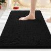 imageSmiry Front Door Mat Outside Entrance Black 295quot x 17quot and Luxury Chenille Bathroom Rugs Black 30quot x 20quot 2 Item Bundle