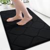 imageSmiry Memory Foam Bath Mat 32x20 Ultra Soft NonSlip Bathroom Rug Plush Water Absorbent Quick Dry and Machine Washable Floor Mat for Shower Tub ampamp Home Decor Navy BlueBlack