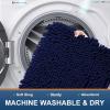 imagesmiry Luxury Chenille Bath Rug Set 2 Piece Extra Soft and Absorbent Shaggy Bathroom Mat Rugs Machine Washable NonSlip Plush Carpet Runner for Tub Showerand Bath Room30x2036quotx24quotNavy Blue