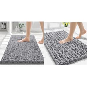 imageSmiry Bathroom Rugs 30x2030X20 Extra Soft Absorbent Shaggy Chenille Bath Mats Machine Washable Dry Quickly NonSlip Plush for Tub Shower and Floor Home Decor Accessories Grey