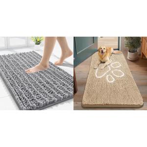 imageSmiry Bathroom Rugs Mat 30x20 Grey Dog Door Mat for Muddy Paws 48x30 Beige
