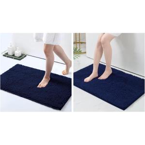 imagesmiry Luxury Chenille Bath Rug Set 2 Piece Extra Soft and Absorbent Shaggy Bathroom Mat Rugs Machine Washable NonSlip Plush Carpet Runner for Tub Showerand Bath Room30x2036quotx24quotNavy Blue