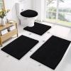 imageSmiry Bathroom Rugs Sets 3 Piece Soft Absorbent Chenille Bath Mat and UShaped Contour Toilet Rug Machine Wash Dry Bath Mat Sets for Bathroom Tub and Floor 30quotx20quot24quotx16quot24quotx20quot GreyBlack