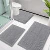 imageSmiry Bathroom Rugs Sets 3 Piece Soft Absorbent Chenille Bath Mat and UShaped Contour Toilet Rug Machine Wash Dry Bath Mat Sets for Bathroom Tub and Floor 30quotx20quot24quotx16quot24quotx20quot GreyGrey