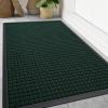 imageSmiry Front Door Mat Outside Entrance Heavy Duty Natural Rubber Doormat Non Slip Trap Dirt and Moisture Easy Clean Low Profile Welcome Floor Mats for Indoor Outdoor Entry 295x17 Inch BlackBlack Green