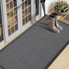 imageSmiry Front Door Mat Outside Entrance Heavy Duty Natural Rubber Doormat Non Slip Trap Dirt and Moisture Easy Clean Low Profile Welcome Floor Mats for Indoor Outdoor Entry 295x17 Inch BlackGrey