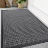 imageSmiry Front Door Mat Outside Entrance Heavy Duty Natural Rubber Doormat Non Slip Trap Dirt and Moisture Easy Clean Low Profile Welcome Floor Mats for Indoor Outdoor Entry 295x17 Inch BlackGrey