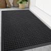 imageSmiry Front Door Mat Outside Entrance Heavy Duty Natural Rubber Doormat Non Slip Trap Dirt and Moisture Easy Clean Low Profile Welcome Floor Mats for Indoor Outdoor Entry 295x17 Inch BlackBlack