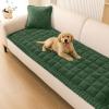 imageSmiry Non Slip Couch Covers for Dogs Fuzzy Pet Couch Covers for 23 Cushion Sofa Pet Friendly Soft Sofa Slipcovers Cushion Furniture Protector Washable Beige 276quot x 59quotDark Green