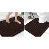 imageSmiry Bathroom Rugs Mat Set 2 Piece 36X24UShaped 24x20 Extra Soft Absorbent Non Slip Rubber Backing Machine Washable Quick Dry Chenille Bath Rug Set for Tub Shower and FloorBrown