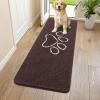 imageSmiry Dog Door Mat for Muddy Paws Absorbent Dirt Trapper Non Slip Quick Dry Washable Chenille Mat for Mud Dogs Entry Rug for Indoor and Outdoor 36x24 Inches Coffee and BlackBrown and White