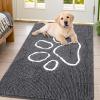 imageSmiry Dog Door Mat for Muddy Paws Absorbent Dirt Trapper Non Slip Quick Dry Washable Chenille Mat for Mud Dogs Entry Rug for Indoor and Outdoor 36x24 Inches Coffee and BlackDark Grey and White