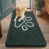 imageSmiry Dog Door Mat for Muddy Paws Absorbent Dirt Trapper Non Slip Quick Dry Washable Chenille Mat for Mud Dogs Entry Rug for Indoor and Outdoor 36x24 Inches Coffee and BlackGreen and White