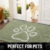 imageSmiry Dog Door Mat for Muddy Paws Absorbent Dirt Trapper Non Slip Quick Dry Washable Chenille Mat for Mud Dogs Entry Rug for Indoor and Outdoor 36x24 Inches Coffee and BlackSage Green and White