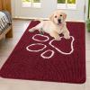 imageSmiry Dog Door Mat for Muddy Paws Absorbent Dirt Trapper Non Slip Quick Dry Washable Chenille Mat for Mud Dogs Entry Rug for Indoor and Outdoor 36x24 Inches Coffee and BlackBurgundy and White