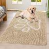 imageSmiry Dog Door Mat for Muddy Paws Absorbent Dirt Trapper Non Slip Quick Dry Washable Chenille Mat for Mud Dogs Entry Rug for Indoor and Outdoor 36x24 Inches Coffee and BlackBeige and White
