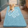 imageSmiry Dog Door Mat for Muddy Paws Absorbent Dirt Trapper Non Slip Quick Dry Washable Chenille Mat for Mud Dogs Entry Rug for Indoor and Outdoor 36x24 Inches Coffee and BlackSky Blue and White