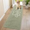 imageSmiry Dog Door Mat for Muddy Paws Absorbent Dirt Trapper Non Slip Quick Dry Washable Chenille Mat for Mud Dogs Entry Rug for Indoor and Outdoor 36x24 Inches Coffee and BlackSage Green and White