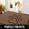 imageSmiry Dog Door Mat for Muddy Paws Absorbent Dirt Trapper Non Slip Quick Dry Washable Chenille Mat for Mud Dogs Entry Rug for Indoor and Outdoor 36x24 Inches Coffee and BlackCoffee and Black