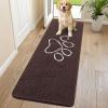 imageSmiry Dog Door Mat for Muddy Paws Absorbent Dirt Trapper Non Slip Quick Dry Washable Chenille Mat for Mud Dogs Entry Rug for Indoor and Outdoor 36x24 Inches Coffee and BlackBrown and White