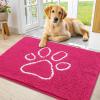 imageSmiry Dog Door Mat for Muddy Paws Absorbent Dirt Trapper Non Slip Quick Dry Washable Chenille Mat for Mud Dogs Entry Rug for Indoor and Outdoor 36x24 Inches Coffee and BlackHot Pink and White