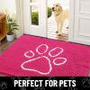 imageSmiry Dog Door Mat for Muddy Paws Absorbent Dirt Trapper Non Slip Quick Dry Washable Chenille Mat for Mud Dogs Entry Rug for Indoor and Outdoor 36x24 Inches Coffee and BlackHot Pink and White