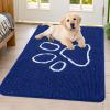 imageSmiry Dog Door Mat for Muddy Paws Absorbent Dirt Trapper Non Slip Quick Dry Washable Chenille Mat for Mud Dogs Entry Rug for Indoor and Outdoor 36x24 Inches Coffee and BlackNavy Blue and White